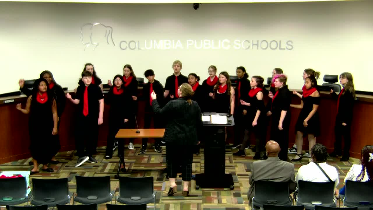 JMS students perform in the board room on April 8, 2024.
